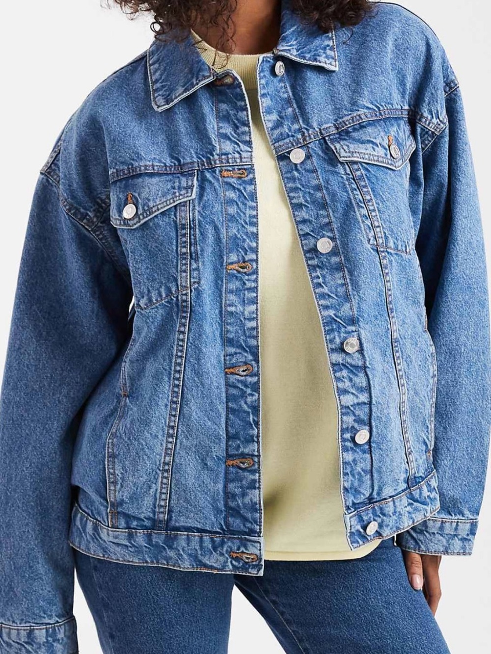 ASOS DESIGN oversize denim jacket in midwash blue